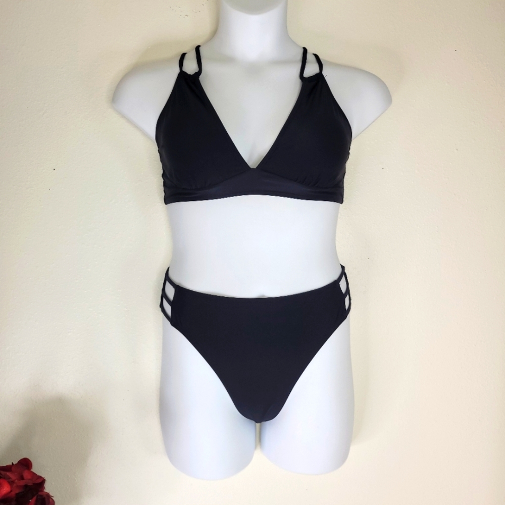 Women's Black Strappy Bikini Set